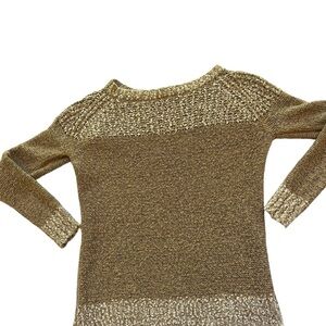 Fate Chunky Knit Crew Neck Sweater in Cream and Tan Size Small
